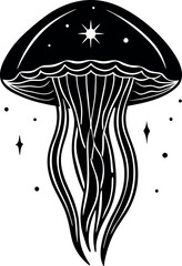 Jellyfish Head in Dreamy Floating Chrome Shallotte on White Background