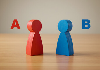 Compare a versus b options concept idea decision making choice selection strategy analysis comparison evaluation