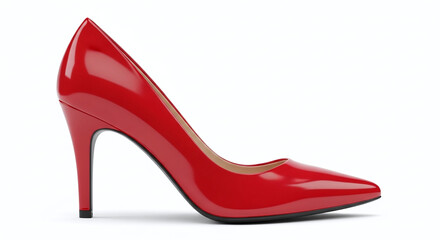 red high heel shoes on white background