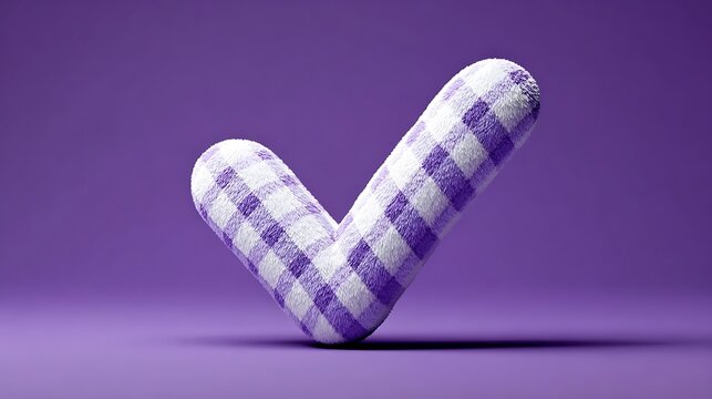 Vibrant photo of vibrant photo of white checkmark symbol illustration isolated purple background.