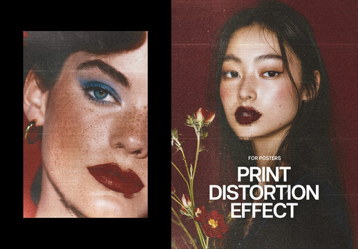 Print Distortion Poster Effect Mockup