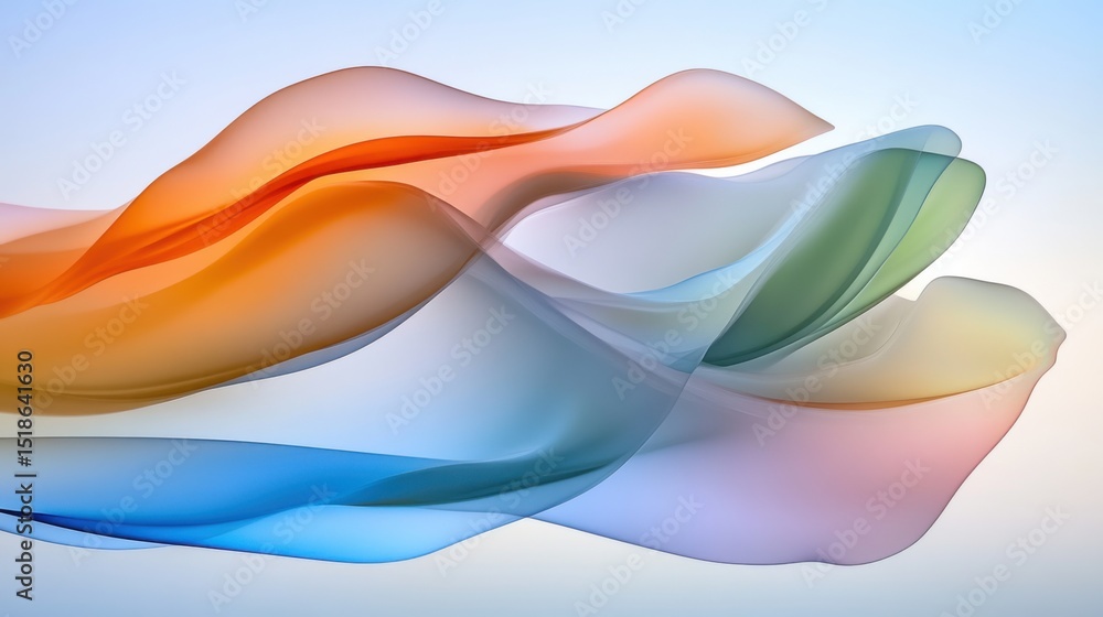 Poster soft, flowing waves of colorful fabric blend seamlessly, creating a tranquil atmosphere. the gentle 