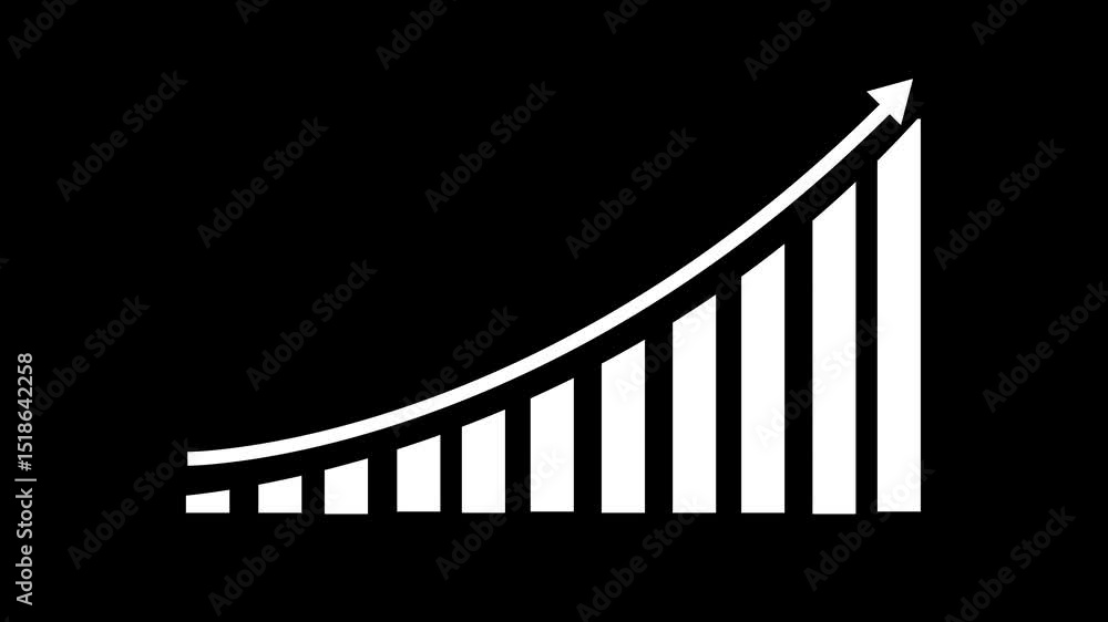 Poster animated business graph chart icon – stock diagram showing financial growth and progress business gr