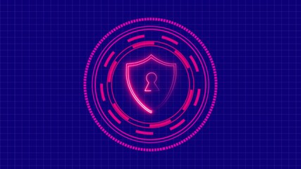 Circular scope against background Animation of scope scanning and data processing over blue background Futuristic HUD video Digital technology. Hud interface template concept, Hologram, - Powered by Adobe