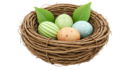 Isolated Easter Nest with Eggs