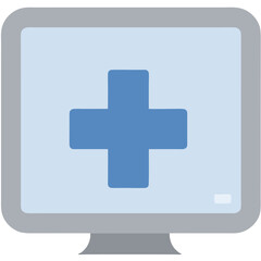 Obraz premium Medical Computer Screen Icon: Representing Healthcare, Diagnosis, and Technology