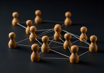 Obraz premium Understanding network connections wooden figures representing social media and business networking concept