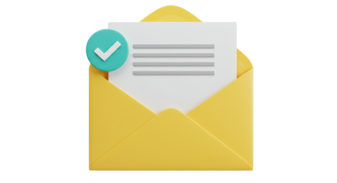 Isolated Notification Email with Check Mark