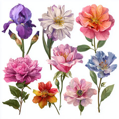 Stunning Floral Illustration Collection , white background cut out PNG