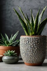 Sansevieria in a pot, close-up, professional photo, stock photography