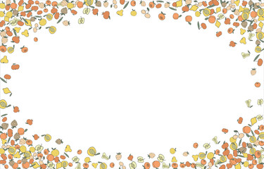 Frame of bright juicy berries. Frame with natural products. Empty space for text. Also can be used as banner, flyer, texture, poster. Hand drawing. Vector background. Illustration