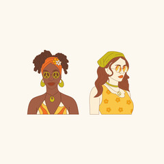 Hippie women doodles