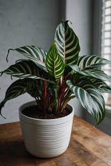  Calathea in a pot, close-up, professional photo, stock photo