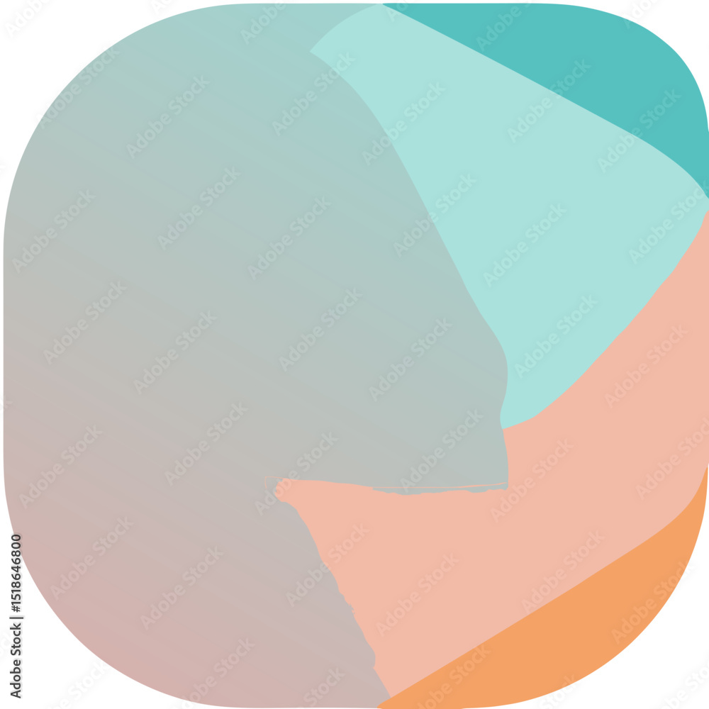 Poster abstract geometrical shapes in pastel colors on a rounded square background in a circular layout
