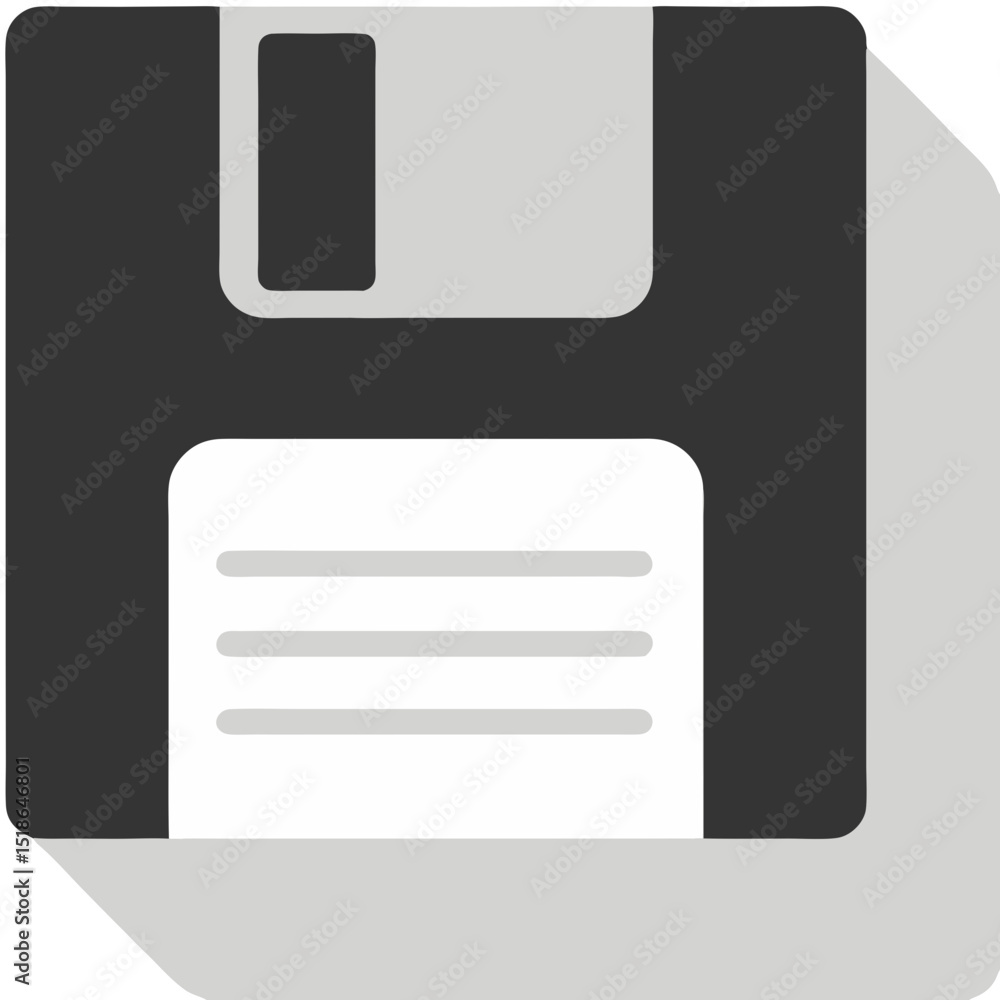Poster simple flat design illustration of a floppy disk icon, data storage and backup