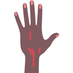 Obraz premium Stylized illustration depicting a hand with blood against a dark background minimal design
