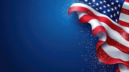American flag design: celebrate independence day with this stunning image of a waving us flag against a deep blue backdrop, perfect for backgrounds, banners, and social media.