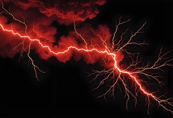 Crimson red thunder over a black sky