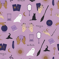 Magic witch seamless pattern
