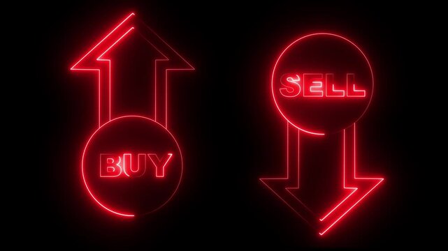 Neon BUY and SELL arrow icon Understanding Market Trends The Dynamics of Buying and Selling in Financial .Stock exchange trading, forecast signal to Sell, falling share price, bearish stock market .