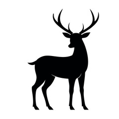 Black Deer Silhouette Vector Illustration isolated on white background