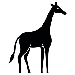 Simple Black Giraffe Silhouette Vector isolated on white background