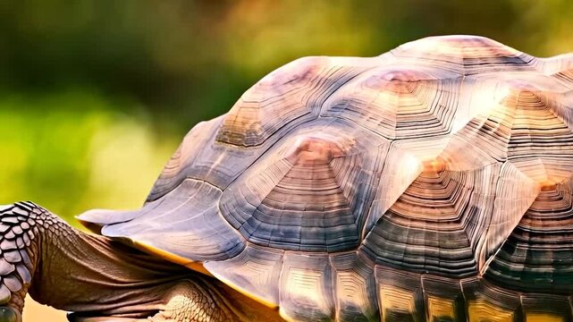 Close-up of a tortoise's shell and neck