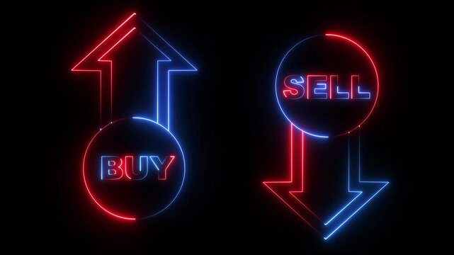 Neon BUY and SELL arrow icon Understanding Market Trends The Dynamics of Buying and Selling in Financial .Stock exchange trading, forecast signal to Sell, falling share price, bearish stock market .