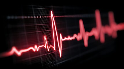 Vibrant photo of electrocardiogram graph displaying heartbeat rhythm indicating real-time cardiac monitoring.