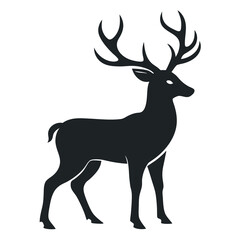 Black Deer Silhouette Vector Illustration isolated on white background
