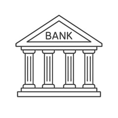 Simple Line Art Bank Building Icon Vector