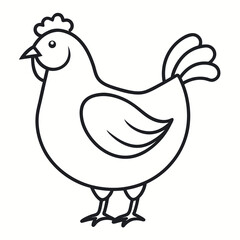 Simple Hen Outline Vector Illustration isolated on white background