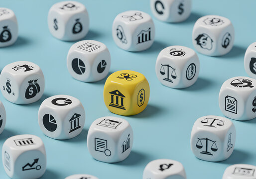 Financial planning dice concept for investment strategy and risk management decisions analysis idea 100 - Powered by Adobe