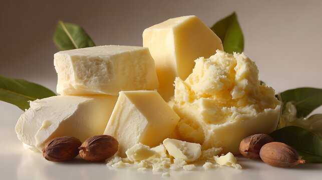 Vibrant photo of cocoa butter mango butter kokum butter natural emollients .