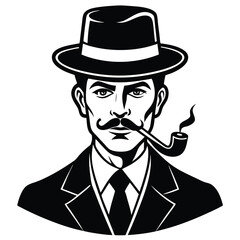 vector private gentlemen club gentleman in retro hat on white background