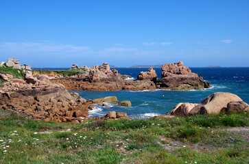 The Pink Granite Coast in Brittany in France, Europe