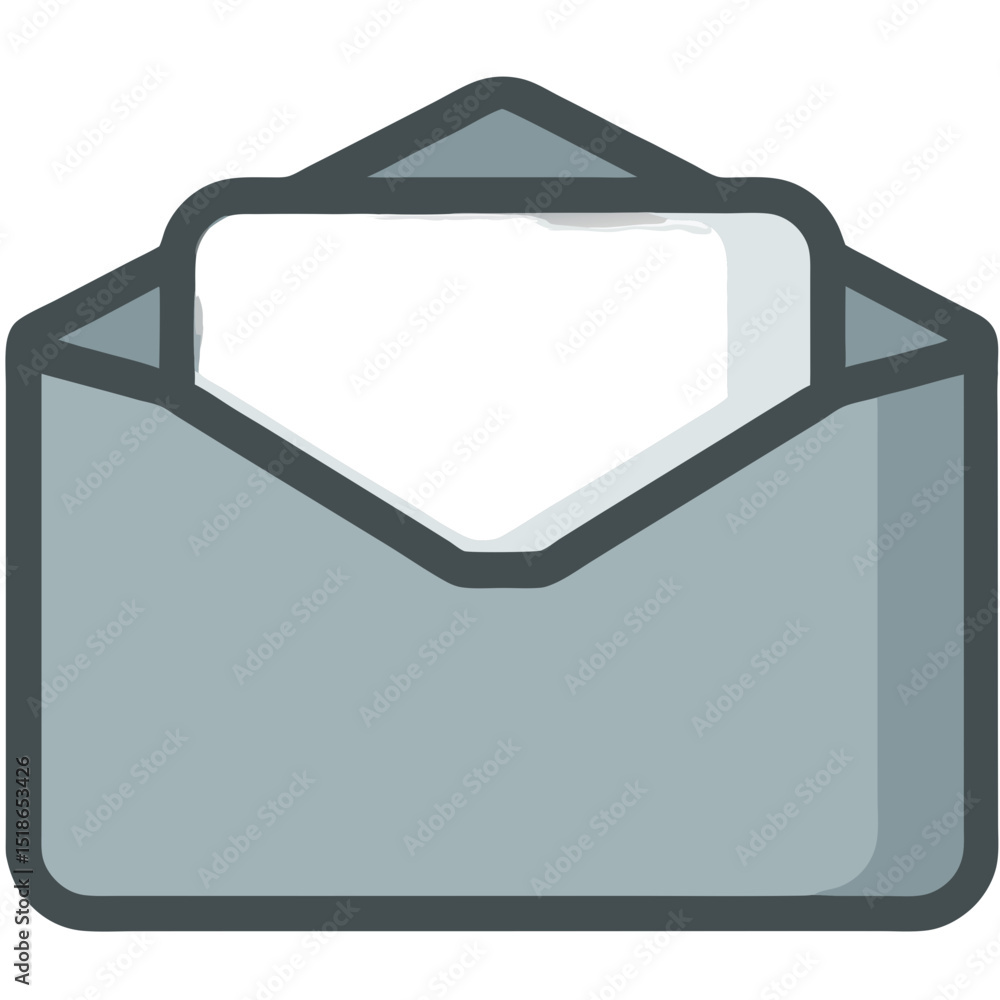 Poster illustration of an open envelope with a smartphone displaying a black screen minimalistic design