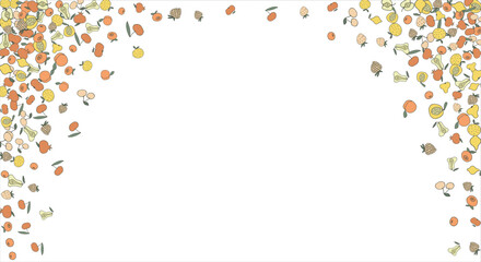 Frame of bright juicy berries. Frame with natural products. Empty space for text. Also can be used as banner, flyer, texture, poster. Hand drawing. Vector background. Illustration