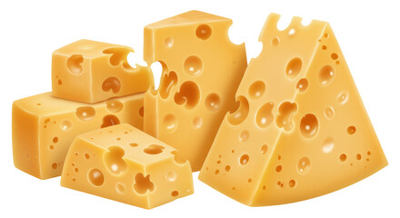 Isolated Cheese Pieces