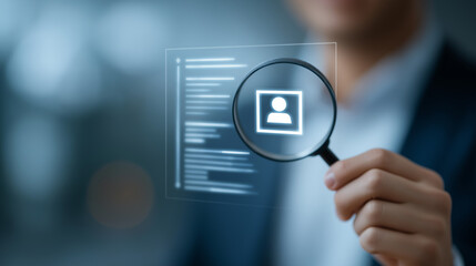 HR Professional Analyzing Candidates in Modern Office Setting