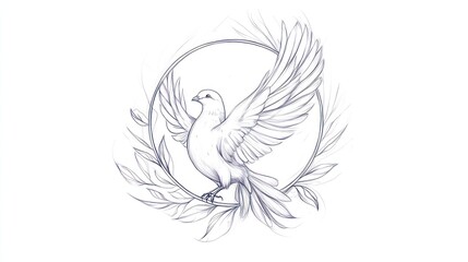 Obraz premium Dove Design Outline Art