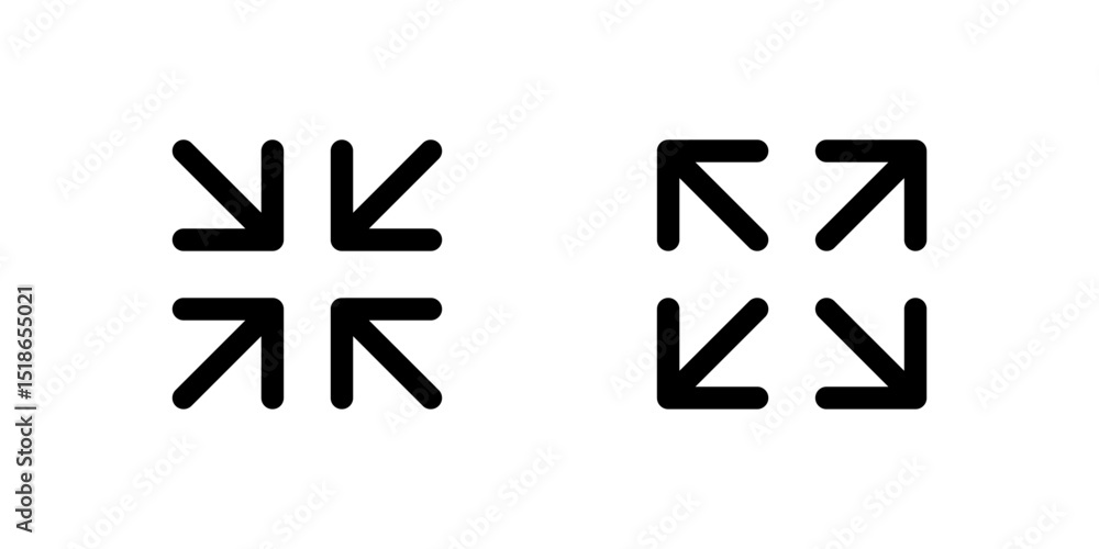 Leinwandbilder maximize and minimize icons with arrows pointing outward and inward. fullscreen icon for adjusting screen or window size in digital interfaces
