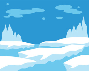 Frozen Tundra With Snow Drifts Silhouette | Snowy Arctic Landscape Scene