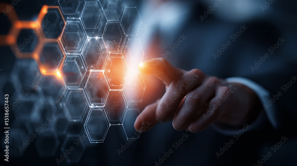 Poster abstract hexagon network digital technology interface futuristic business innovation concept modern 