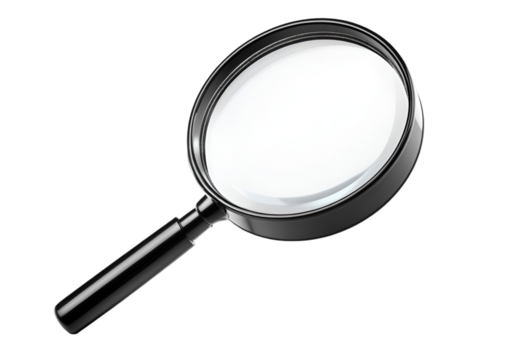 A magnifying glass or loupe, an optical instrument, isolated on a white background for search and discovery