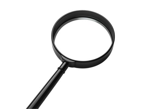 A magnifying glass or loupe, an optical instrument, isolated on a white background for search and discovery