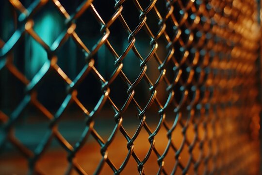 Chain Link Fence at Dusk - Powered by Adobe