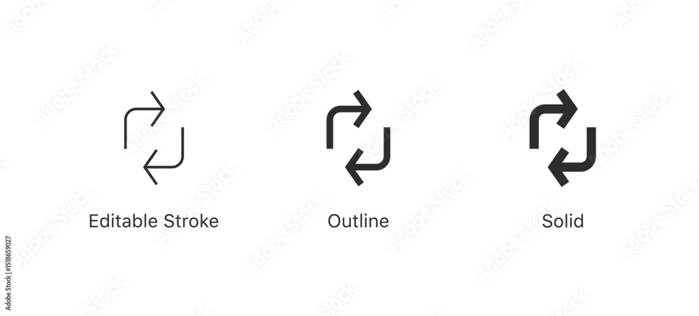 Fototapete Refresh icon vector. exchange icon symbol. recycle vector icon symbol. Repeat and reload icons set and sync arrow rotation circle. editable stroke outline style for app user interface and web elements
