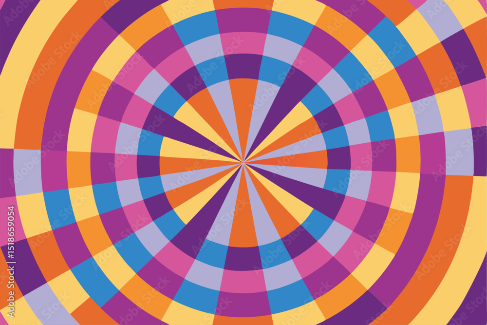 Poster abstract colorful geometric pattern circle with radial lines on white background