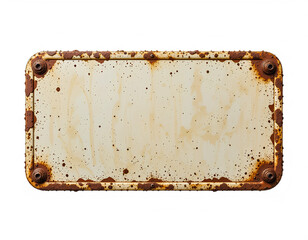 Old Metal Number Plate, Aged Rustic off white metal Sign Plate with rust and screws